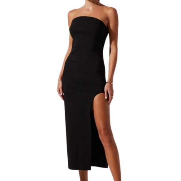 ASTR The Label Idalia Strapless Bodycon Dress XS Black Midi NWT - Picture 1 of 12